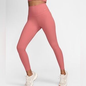 NWT NIKE Zenny Rib Canyon Womens High Waisted 7/8 In Leggings Salmon/Pink